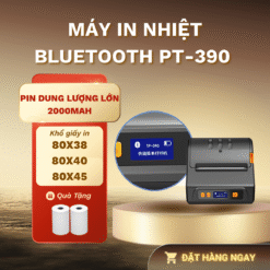 Máy in nhiệt Bluetooth PT-390 Blue Tooth 80mm với 2 chế độ in /  Nhãn dán / Máy in hóa đơn nhiệt mini